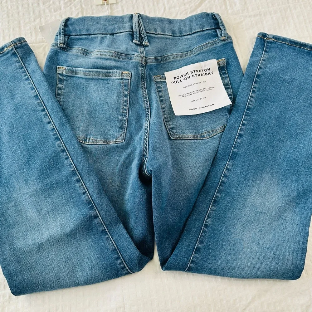 Good American Indigo 490 Pullon Straight Leg Stretch Jeans - Picture 11 of 14